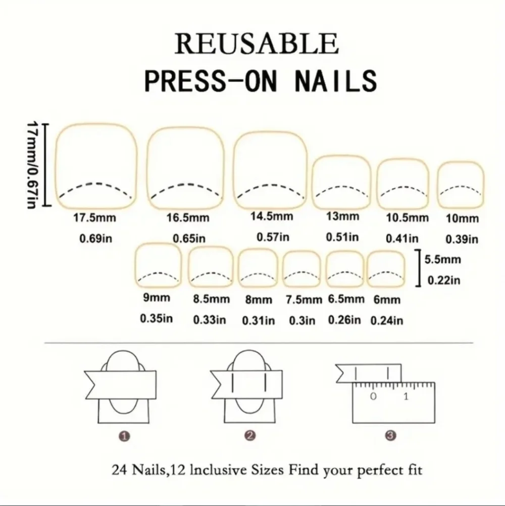 24 Pieces Fake Toe Press On Nails